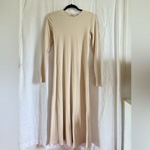 Zara Cream Long Sleeve Open-back Dress